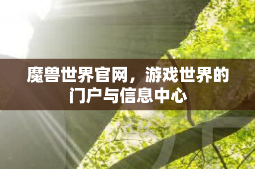 魔兽世界官网，游戏世界的门户与信息中心