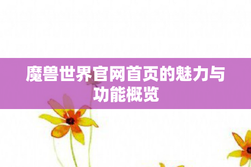 魔兽世界官网首页的魅力与功能概览