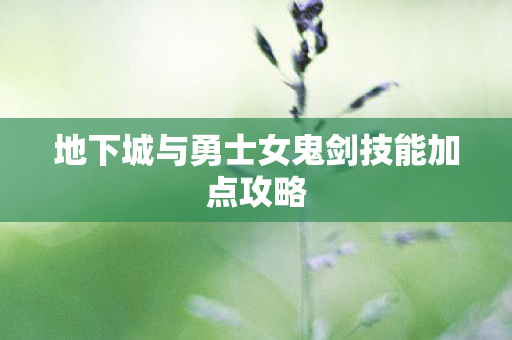 地下城与勇士女鬼剑技能加点攻略