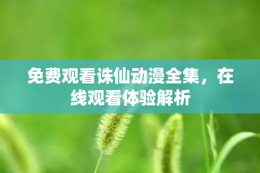免费观看诛仙动漫全集，在线观看体验解析