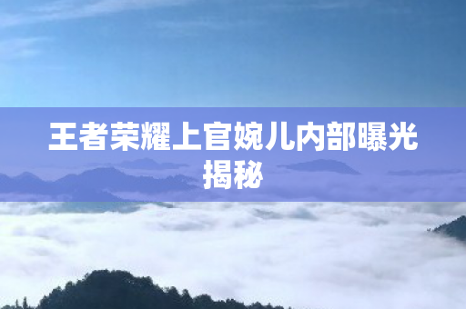 王者荣耀上官婉儿内部曝光揭秘