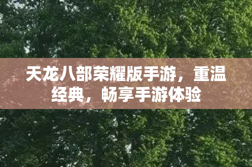 天龙八部荣耀版手游,重温经典,畅享手游体验 天龙八部荣耀版手游,重温经典,畅享手游体验