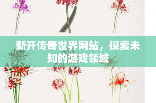 新开传奇世界网站，探索未知的游戏领域