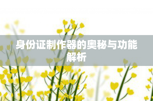 身份证制作器的奥秘与功能解析 身份证制作器的奥秘与功能解析