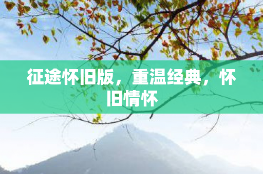 征途怀旧版，重温经典，怀旧情怀