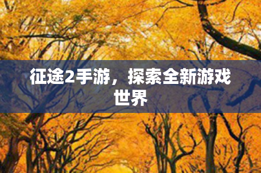 征途2手游，探索全新游戏世界