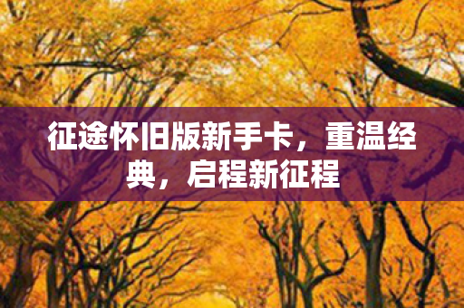 征途怀旧版新手卡,重温经典,启程新征程 征途怀旧版新手卡,重温经典,启程新征程