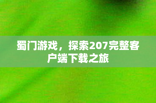 蜀门游戏，探索207完整客户端下载之旅