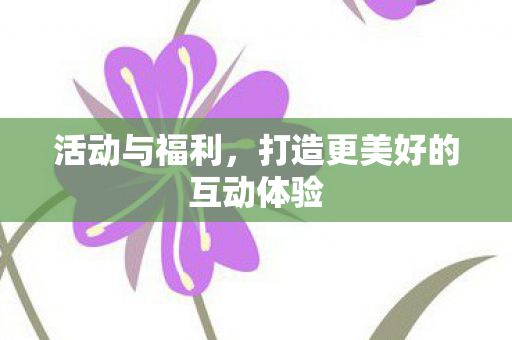 活动与福利，打造更美好的互动体验