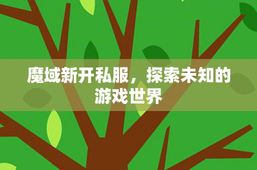 魔域新开私服，探索未知的游戏世界