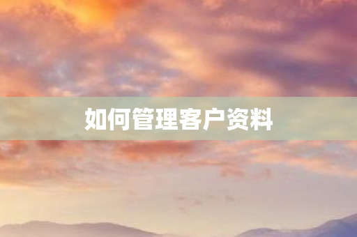 如何管理客户资料