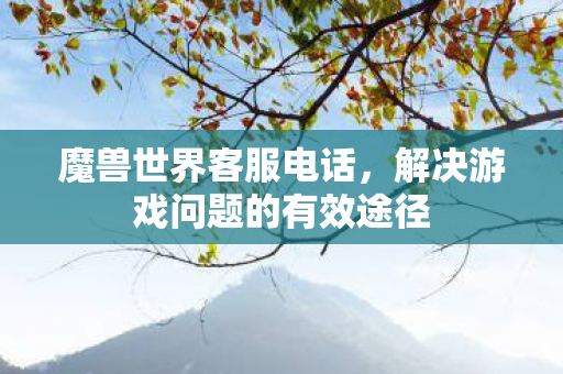 魔兽世界客服电话，解决游戏问题的有效途径