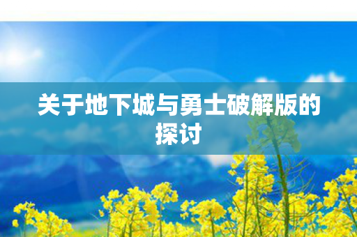 关于地下城与勇士破解版的探讨