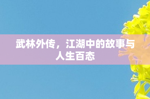 武林外传，江湖中的故事与人生百态