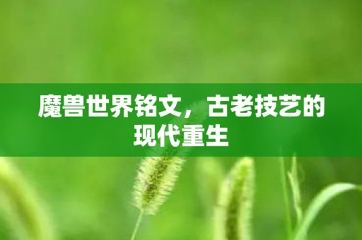 魔兽世界铭文,古老技艺的现代重生 魔兽世界铭文,古老技艺的现代重生