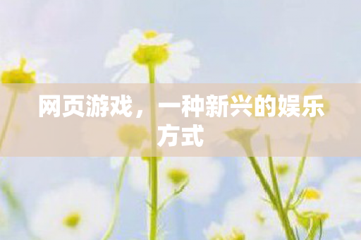 网页游戏，一种新兴的娱乐方式
