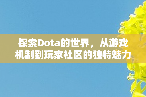 探索Dota的世界，从游戏机制到玩家社区的独特魅力