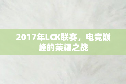 2017年LCK联赛,电竞巅峰的荣耀之战 2017年LCK联赛,电竞巅峰的荣耀之战