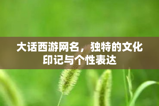 大话西游网名，独特的文化印记与个性表达
