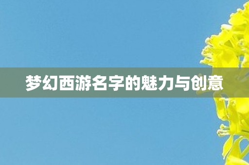 梦幻西游名字的魅力与创意