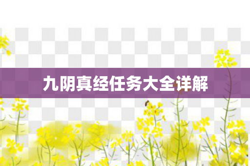 九阴真经任务大全详解