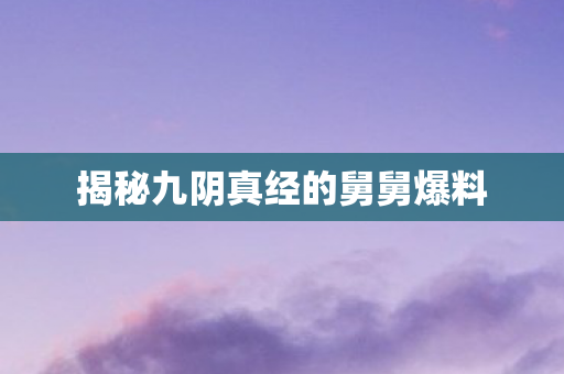 揭秘九阴真经的舅舅爆料