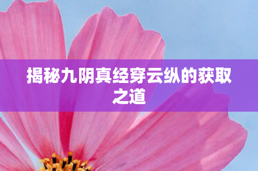 揭秘九阴真经穿云纵的获取之道 揭秘九阴真经穿云纵的获取之道
