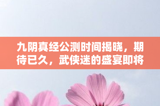 九阴真经公测时间揭晓，期待已久，武侠迷的盛宴即将开启