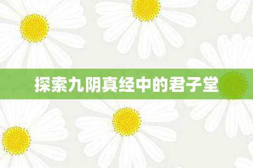 探索九阴真经中的君子堂