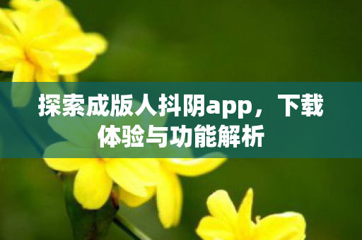 探索成版人抖阴app，下载体验与功能解析