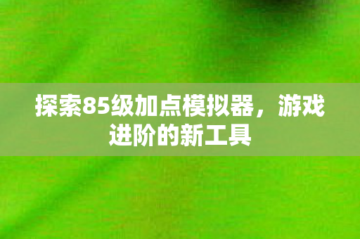 探索85级加点模拟器，游戏进阶的新工具