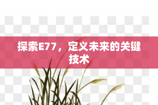 探索E77,定义未来的关键技术 探索E77,定义未来的关键技术