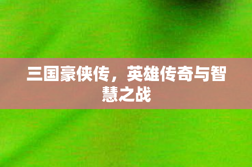 三国豪侠传，英雄传奇与智慧之战