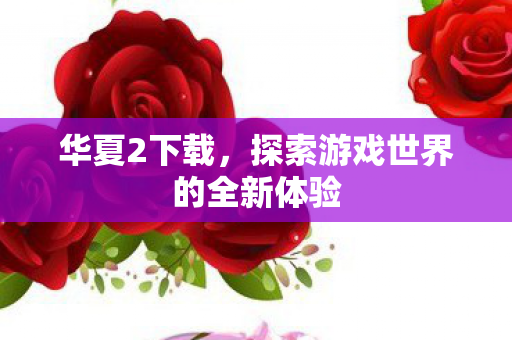 华夏2下载，探索游戏世界的全新体验