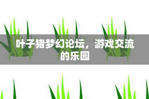 叶子猪梦幻论坛，游戏交流的乐园