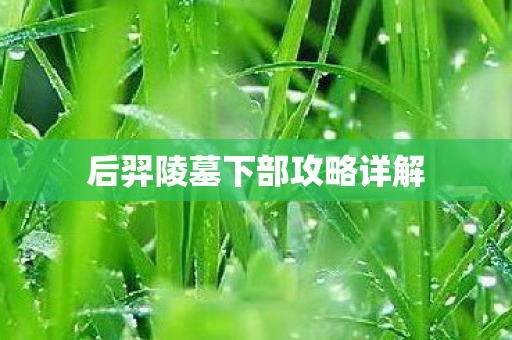 后羿陵墓下部攻略详解 后羿陵墓下部攻略详解