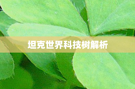 坦克世界科技树解析