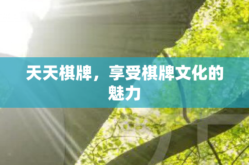 天天棋牌，享受棋牌文化的魅力