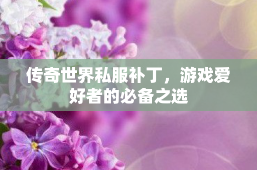 传奇世界私服补丁,游戏爱好者的必备之选 传奇世界私服补丁,游戏爱好者的必备之选