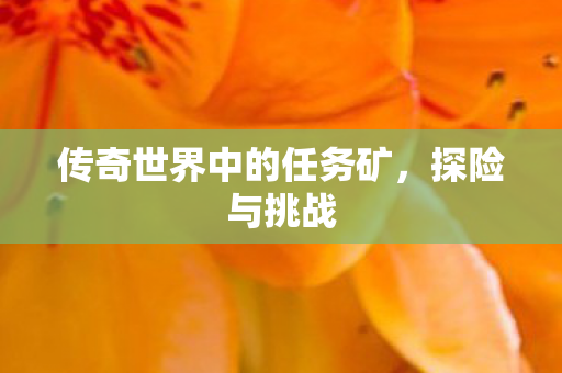 传奇世界中的任务矿，探险与挑战