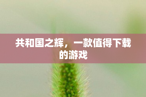 共和国之辉，一款值得下载的游戏