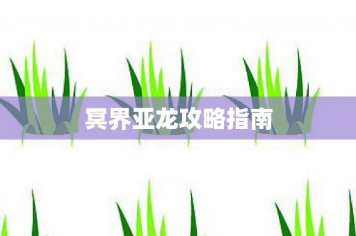 冥界亚龙攻略指南 冥界亚龙攻略指南