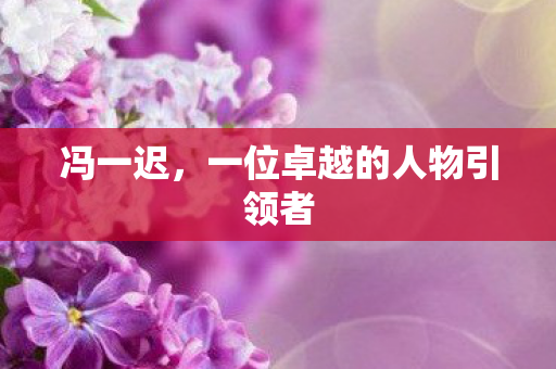 冯一迟，一位卓越的人物引领者