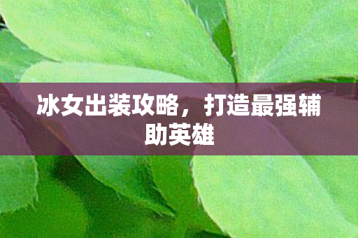 冰女出装攻略,打造最强辅助英雄 冰女出装攻略,打造最强辅助英雄