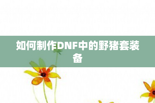 如何制作DNF中的野猪套装备 如何制作DNF中的野猪套装备