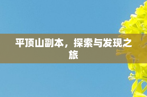 平顶山副本,探索与发现之旅 平顶山副本,探索与发现之旅
