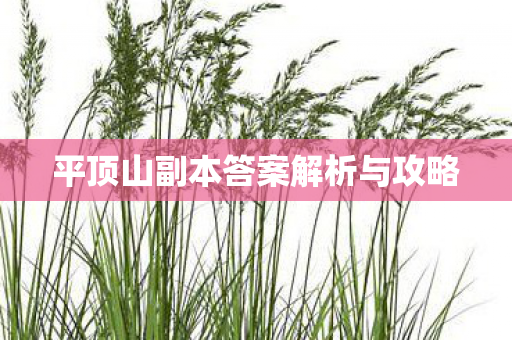 平顶山副本答案解析与攻略