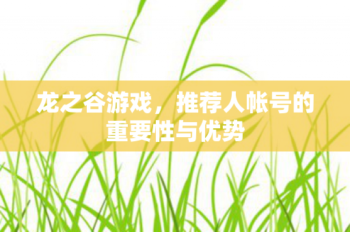 龙之谷游戏，推荐人帐号的重要性与优势