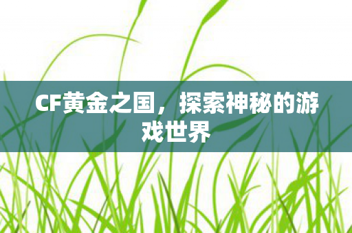 CF黄金之国,探索神秘的游戏世界 CF黄金之国,探索神秘的游戏世界