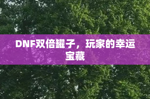 DNF双倍罐子，玩家的幸运宝藏